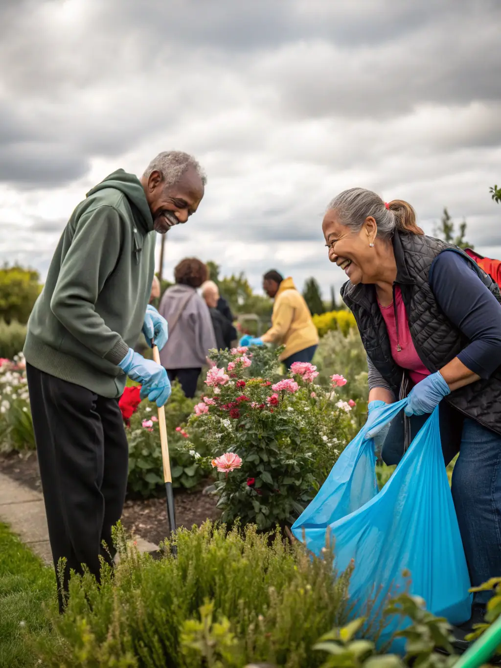 A diverse group of people participating in a community project, symbolizing the impact of collective action and social responsibility.