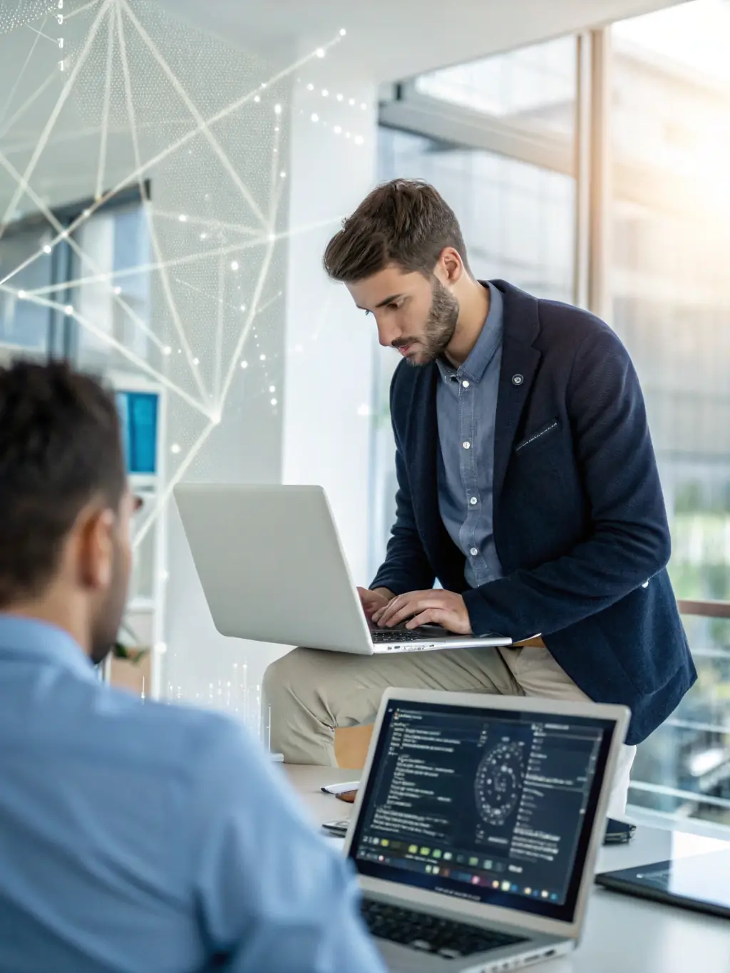 A person using AI tools for personal development and skill enhancement, demonstrating the power of technology for growth, reflecting the 'Skills' pillar.