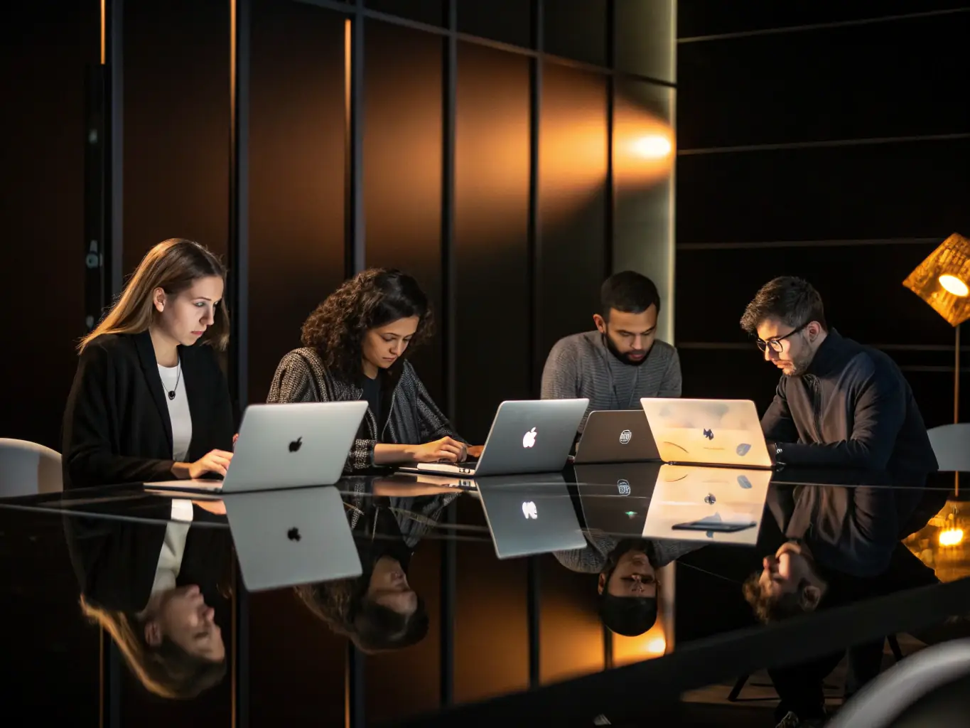 A diverse group of people interacting respectfully through digital devices, emphasizing the importance of digital etiquette and responsible online communication in today's interconnected world.