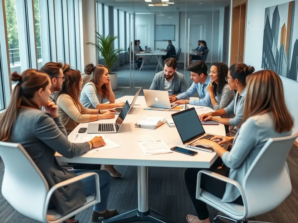 A vibrant image showcasing members of the Impact Plaza Network collaborating during a workshop, symbolizing community and shared learning experiences.